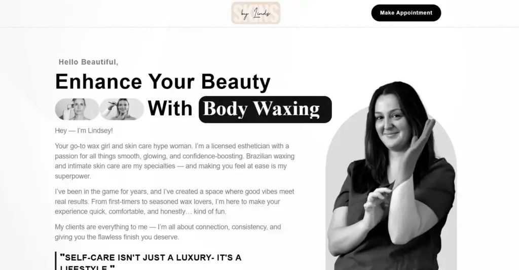 Waxing salon website project by Page One Insights